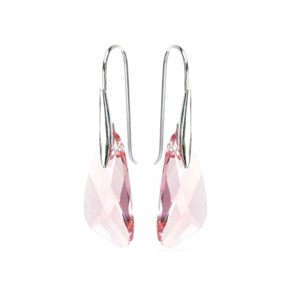 Queenberry Swarovski Elements Crystal Wing Inspire Light Rosy Pink Sterling Silver Dangle Earrings