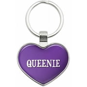 Queenie - Names Female Metal Heart Keychain Key Chain Ring, Purple