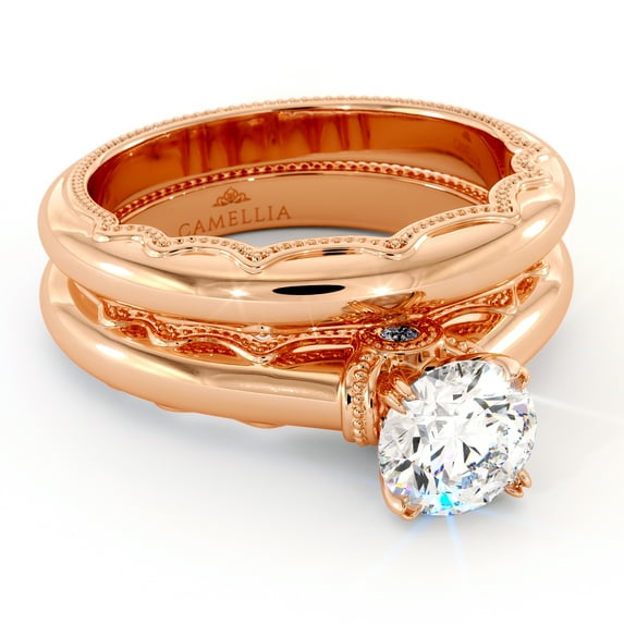 Queenly Moissanite Rose Gold Engagement Ring Set