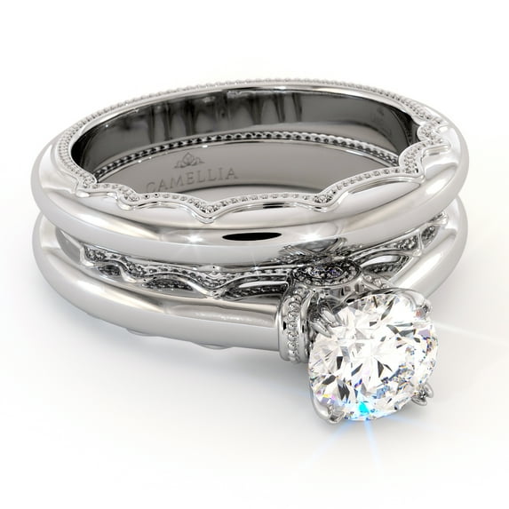 Queenly Moissanite White Gold Engagement Ring Set