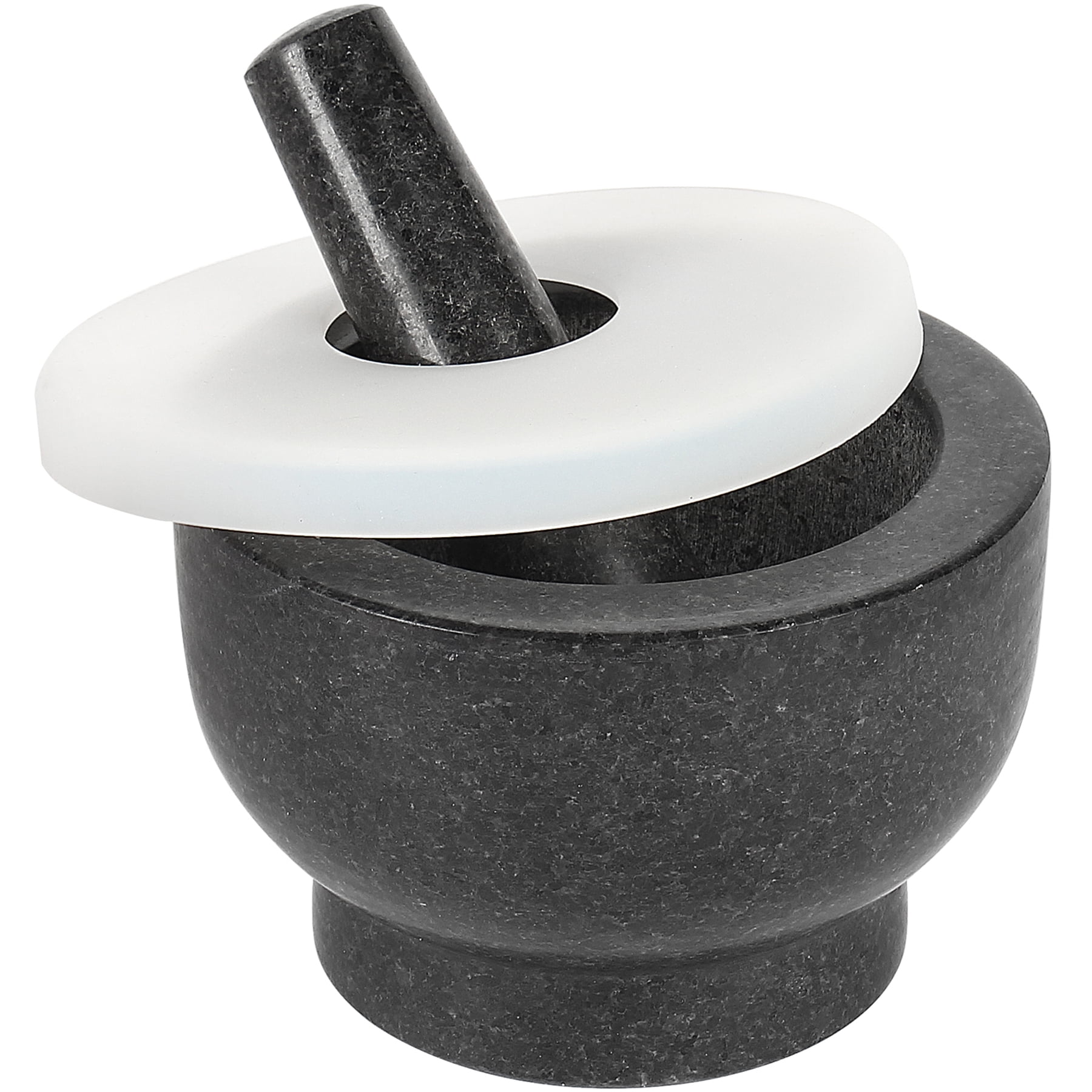 Queenmail 6" Granite Mortar and Pestle Set Guacamole Bowl Natural Stone