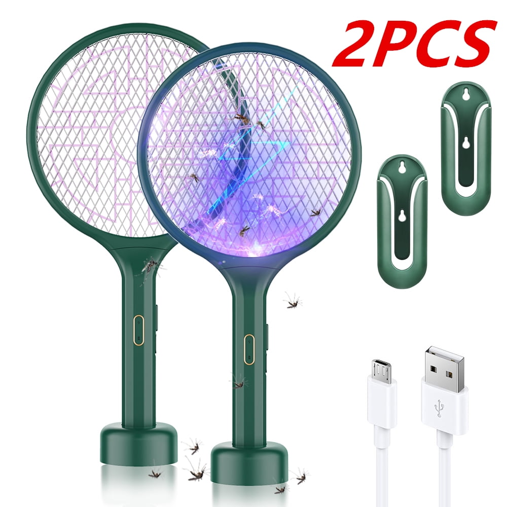 Queenmew 2Pcs Electric Fly Swatter, Handheld Mosquito Bug Zapper Insect