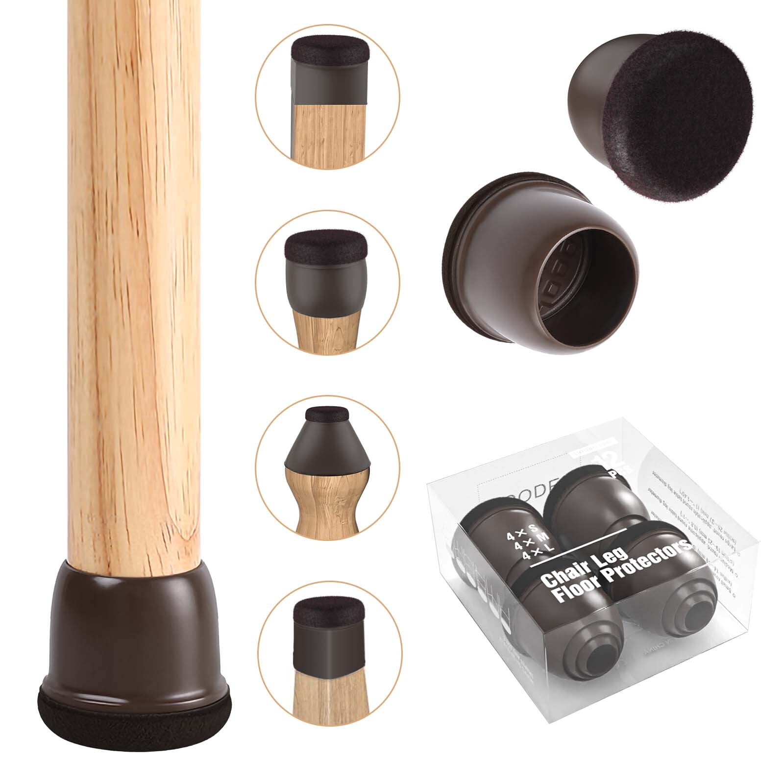Queenmew Chair Leg Protectors for Hardwood Floors, 12Pcs Silicone Chair