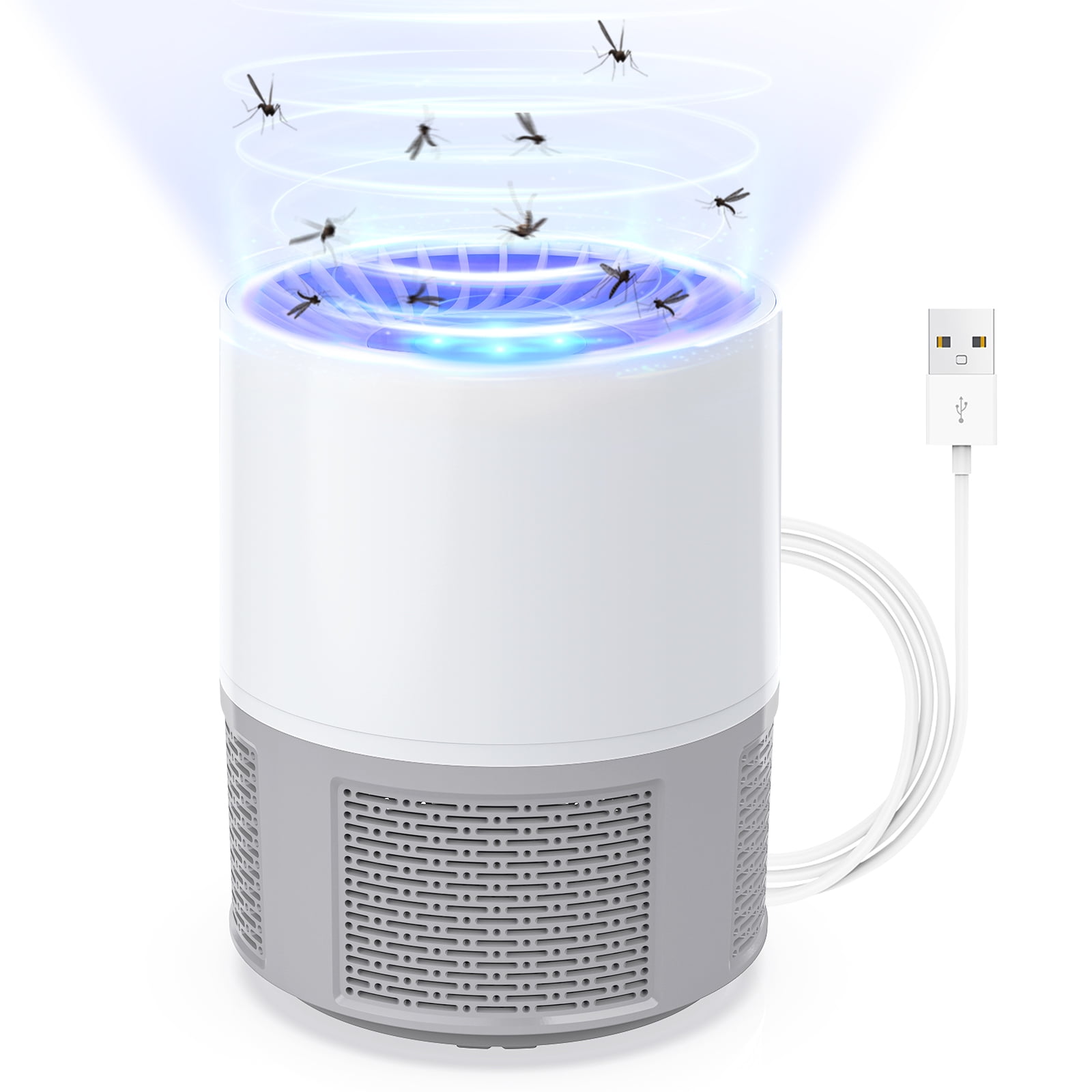 Queenmew Mosquito Zapper, Electric Mosquito Killer Lamp, Portable Fly Zapper, Fruit Fly Trap for Indoor Outdoor Gray