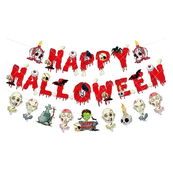 Queenmore Happy Halloween Banner,Outdoor Garden Decoration Card,Horror Props,Ghost Festival Party,Multicolored Design Pumpkin Witch Halloween Party Decorations