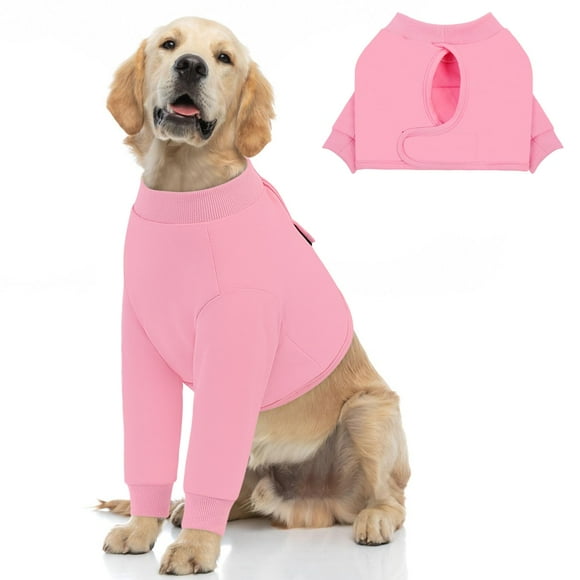 Queenmore Large Recovery Suit for Dogs, Dog Recovery Shirt Front Legs Anti Lick Shirt, Adjustable Dog Post Surgery Shirt, Pet Cone Alternative, Pink, XXL C80