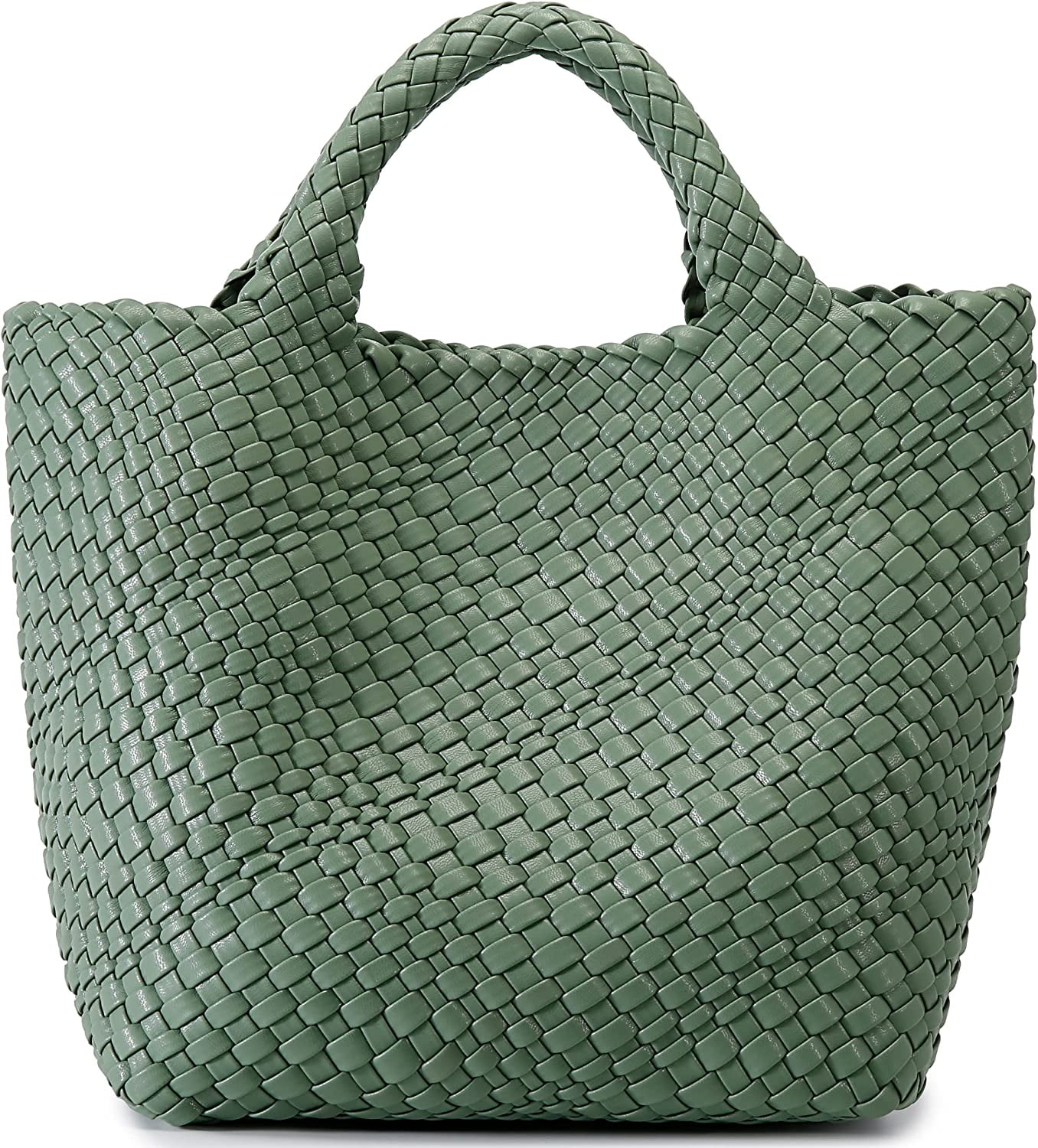 Woven Vegan Leather Tote Bag For Women - Large Retro Handmade Shoulder Bag, Light Pink, Beach & Travel - View #11