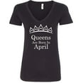 thumbnail image 1 of Queens Are Born In April Tiara V-neck T-shirt Birthday Tee Color Black Small, 1 of 2