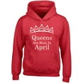 thumbnail image 1 of Queens Are Born In April Tiara White Hoodie Birthday Gift Outfit Color Red Medium, 1 of 2