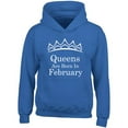 thumbnail image 1 of Queens Are Born In February Tiara Print Hoodie Birthday Gift Outfit Color Royal Blue 2X-Large, 1 of 2