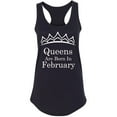 thumbnail image 1 of Queens Are Born In February Tiara Women Tank Top Birthday Gift Lady Tank Color Black Small, 1 of 2