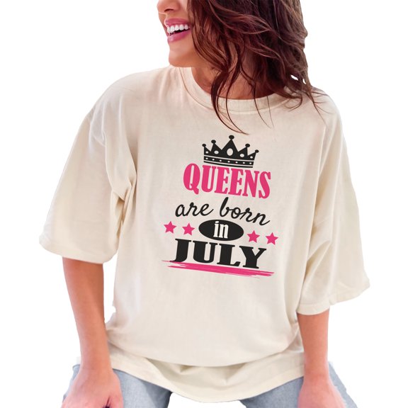 Queens Are Born In July, Ivory Comfort Colors T-Shirt, 3XL