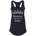 thumbnail image 1 of Queens Are Born In July Tiara Printed Lady Birthday Tank Top Color Black Small, 1 of 2