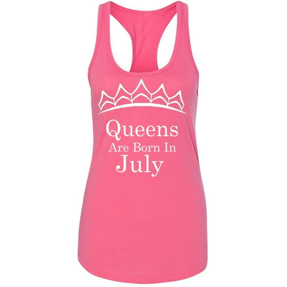 Queens Are Born In July Tiara Printed Lady Birthday Tank Top Color Pink Small