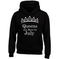 thumbnail image 1 of Queens Are Born In July Tiara White Hoodie Birthday Gift Outfit Color Black Small, 1 of 2
