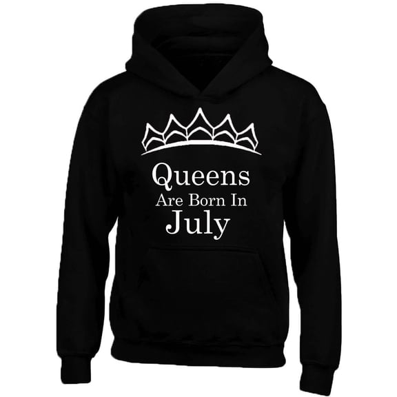 Queens Are Born In July Tiara White Hoodie Birthday Gift Outfit Color Black Small