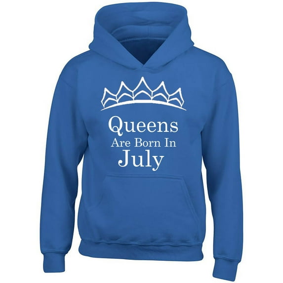 Queens Are Born In July Tiara White Hoodie Birthday Gift Outfit Color Royal Blue 2X-Large