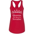 thumbnail image 1 of Queens Are Born In November Tiara Printed Lady Birthday Tank Top Color Red X-Large, 1 of 2