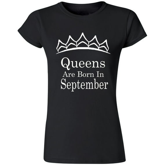 Queens Are Born In September Tiara Printed Lady T-shirt Birthday Tee Color Black Small