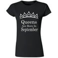 thumbnail image 1 of Queens Are Born In September Tiara Printed Lady T-shirt Birthday Tee Color Black X-Large, 1 of 2