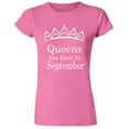 thumbnail image 1 of Queens Are Born In September Tiara Printed Lady T-shirt Birthday Tee Color Pink Medium, 1 of 2