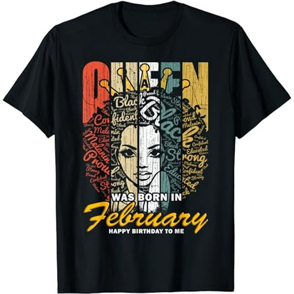 Queens Are Born in February Shirts for Women African America T-Shirt
