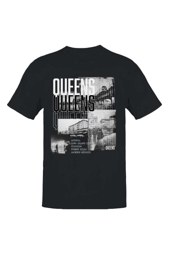 Queens NYC Neighborhoods Men's Black T-shirt