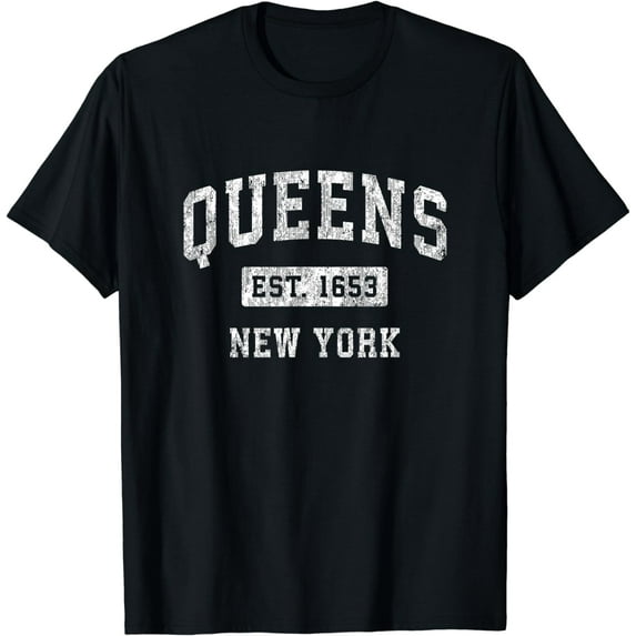 Queens New York NY Vintage Established Sports Design T-Shirt