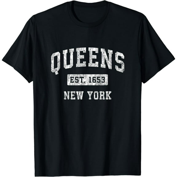 Queens New York NY Vintage Established Sports Design T-Shirt
