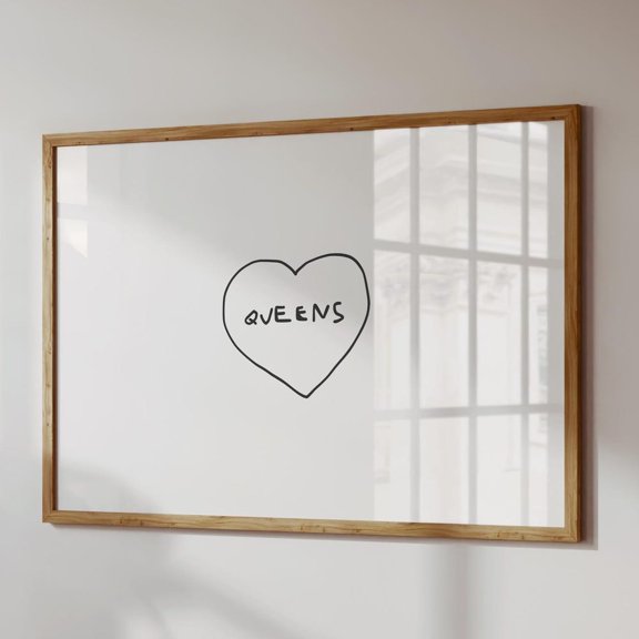 Queens Ny Print: Minimalist Handwritten Style, Trendy Apartment Decor UNFRAMED PAPER POSTER, Home Decor, Vintage Gift, Living Room Dercor