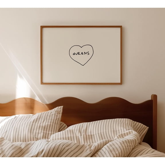 Queens Ny Print Trendy New York Apartment Decor Queens Poster Minimalist Handwritten Print Nyc Wall Art , Poster Only