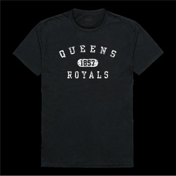 Queens University of Charlotte Royals Distressed Arch College T-Shirt, Black - 2XL