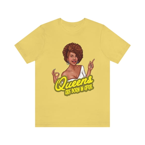 Queens are Born in April Cute Funny Birthday Zodiac Astrology Shirt Short Sleeve Tee
