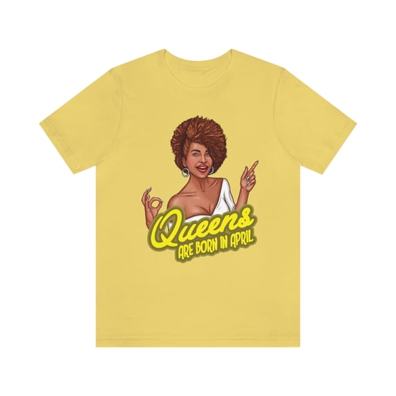 Queens are Born in April Cute Funny Birthday Zodiac Astrology Shirt Short Sleeve Tee