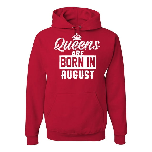 Queens are Born in August Humor Unisex Graphic Hoodie Sweatshirt, Red, Medium