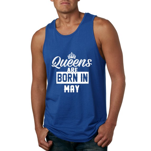 Queens are Born in May Humor Mens Graphic Tank Top, Royal, 2XL