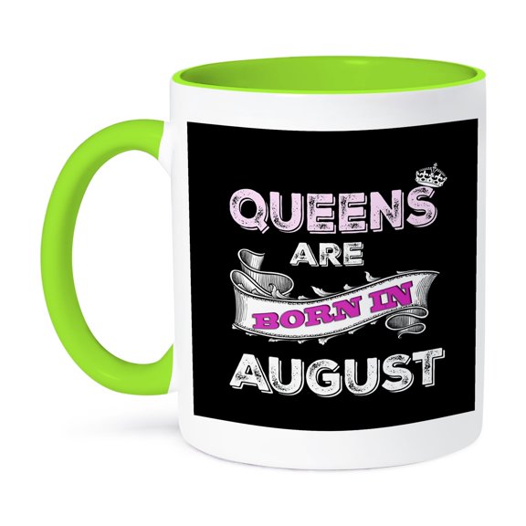 3dRose, Queens are born in August., 15oz Two-Tone Green Mug