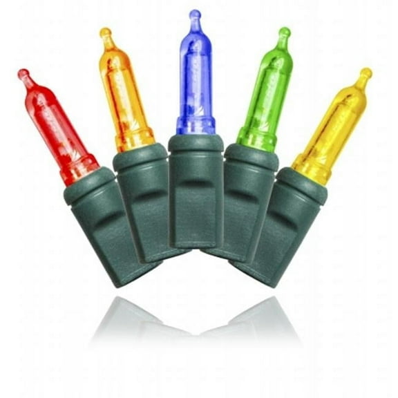 Queens of Christmas S-35T55M-4G 35 Count Multi Colored Decorative LED Light on Green Wire 4 in. Spacing