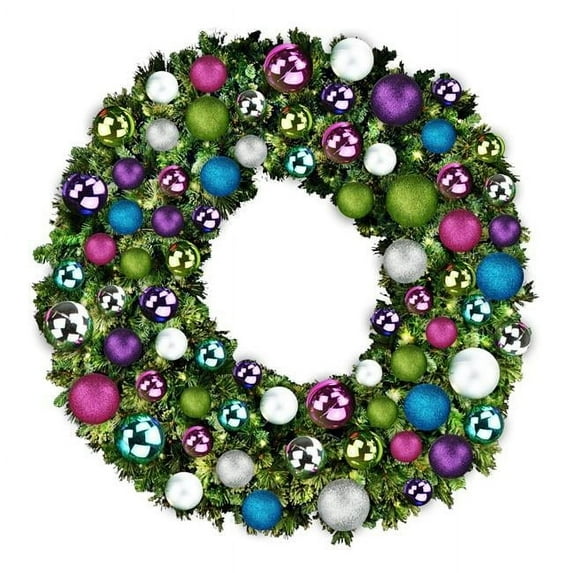 Queens of Christmas GWBM-06-VIC-LWW 6 ft. Blended Pine Wreath Decorated with Victorian Collection Warm White LEDs Ornament