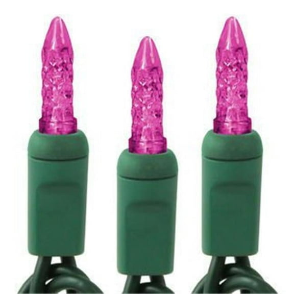 Queens of Christmas  6 in. 50 5mm Pink LED Light String .2 Twinkle Spacing - Green Wire