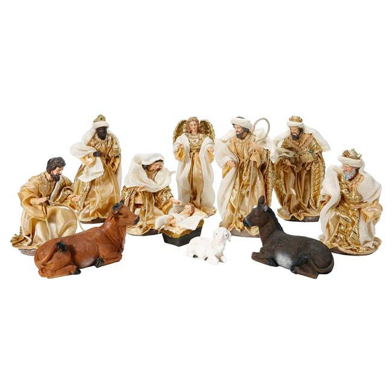 Queens of Christmas 8 in. Fabric Nativity Set, Gold 11 Piece
