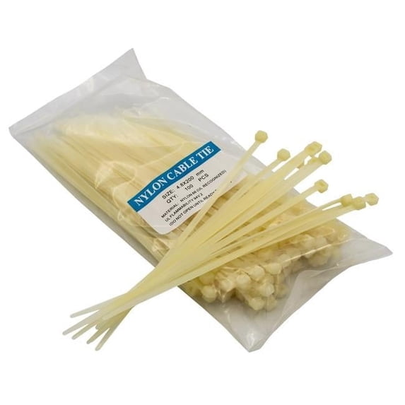 Queens of Christmas 8 in. Zip Ties, White - Pack of 600