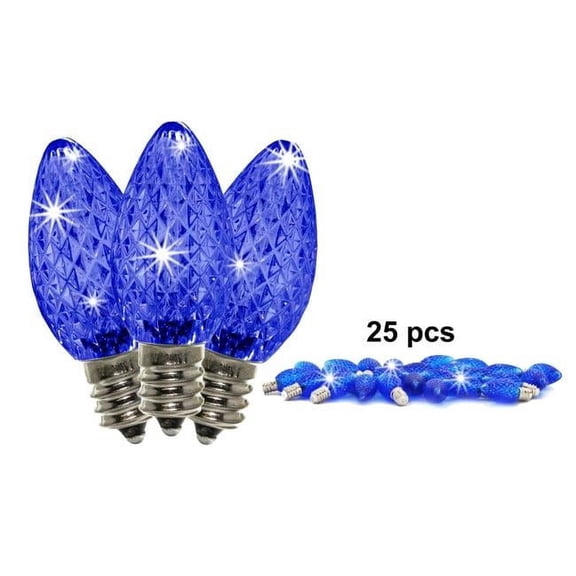 Queens of Christmas C7-SMD-RETRO-BL-TW-25 C7 Twinkle Dimmable SMD LED Retrofit Bulb, Blue - Pack of 25