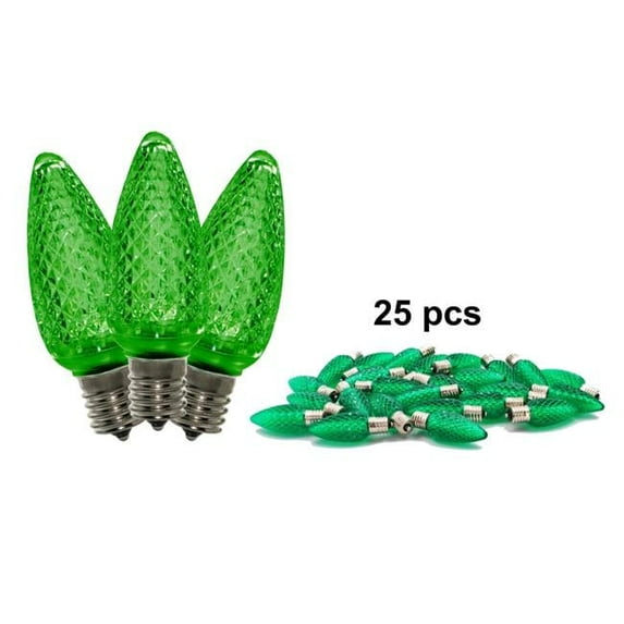 Queens of Christmas C9-DIM-RETRO-GR-SMD-25 C9 SMD Dimmable Light Bulbs, Green - Pack of 25