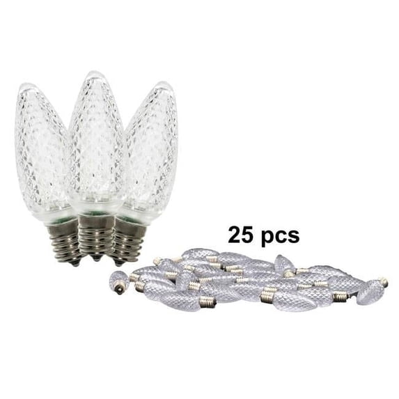 Queens of Christmas C9-SMD-RETRO-PW-25 C9 Dimmable SMD LED Retrofit Bulbs, Pure White - Pack of 25