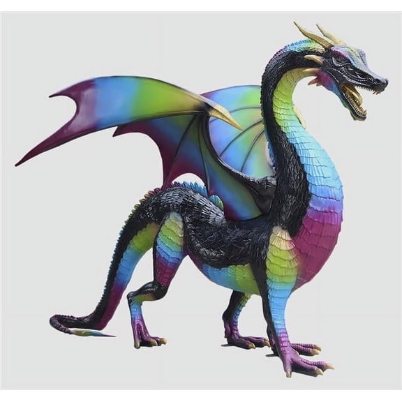 Queens of Christmas DRGN-RNBW-06 6 ft. Rainbow Standing Dragon Figurine