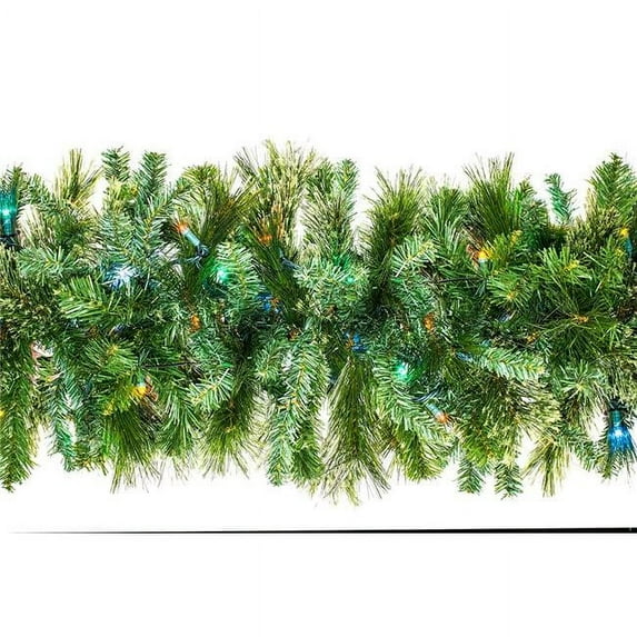 Queens of Christmas GARBM-09-L5M 9 ft. Blended Pine Garland Pre-Lit with LEDs, Multi Color