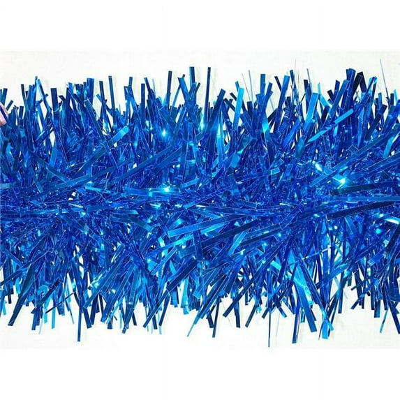 Queens of Christmas HP-GAR-BLM-06 6 in. Mylar Sections Garland, Blue - 20 ft.