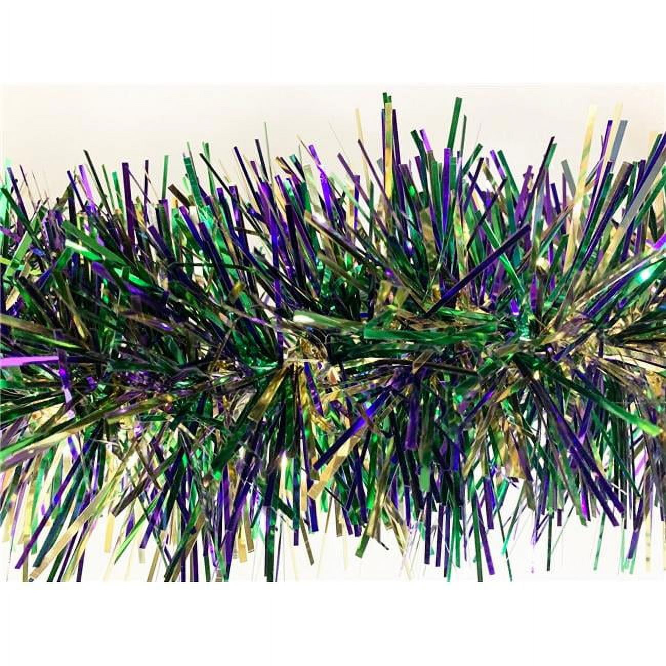 Queens of Christmas HP-GAR-MARDI-06 6 in. Stuffed Garland, Green, Gold & Purple - 20 ft. Long