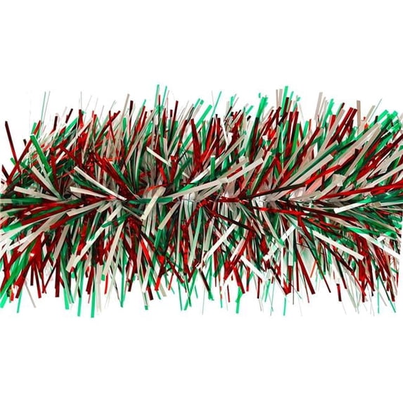 Queens of Christmas HP-GAR-MRY-06 6 in. Sections Garland, Metallic Red, Translucent Green & Matte White - 20 ft.